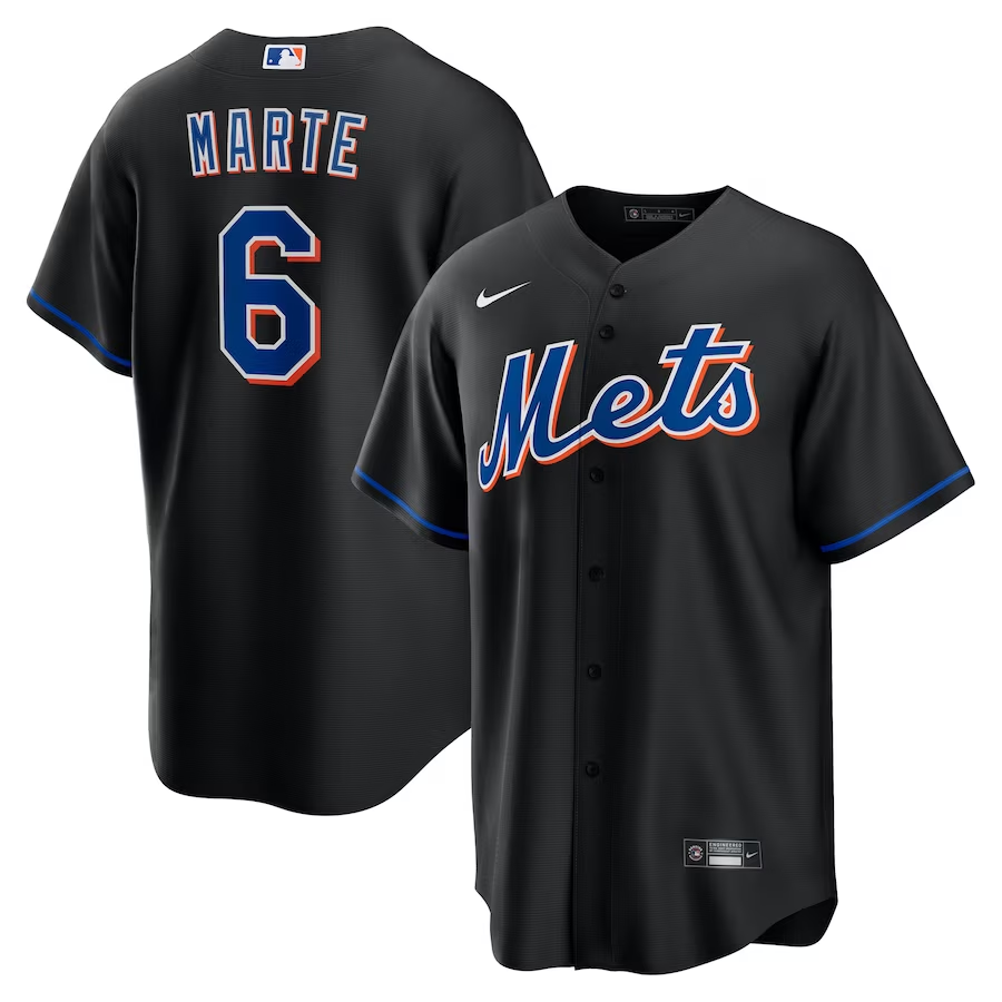Men's New York Mets Starling Marte #6 Black Alternate Jersey